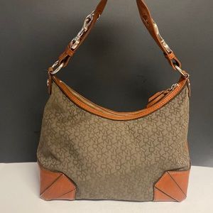 DKNY Canvas Leather Shoulder Bag zip Purse